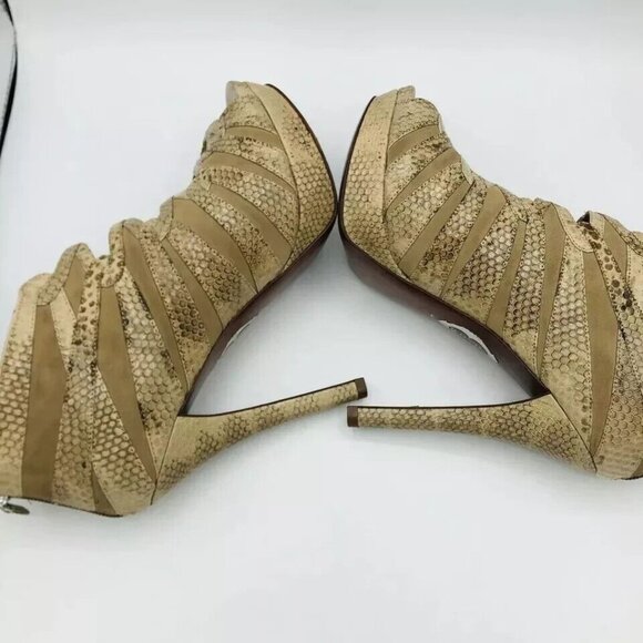 Elie Tahari Womens Shoes US 10.5/EU 40.5 Leather Ankle Heel Snake Print Platform - Picture 9 of 12
